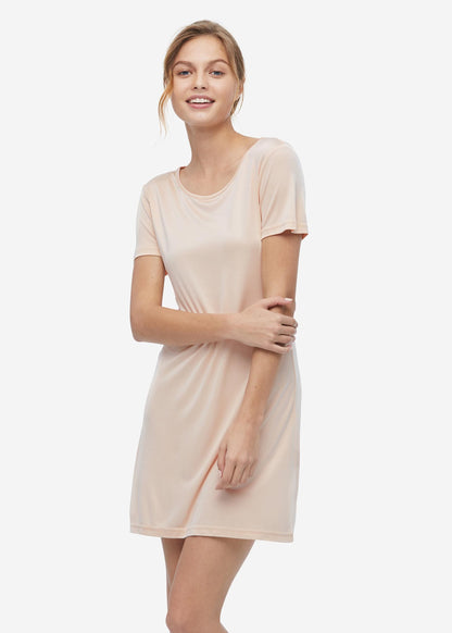 Casual Short Sleeve Silk Knit Nightdress