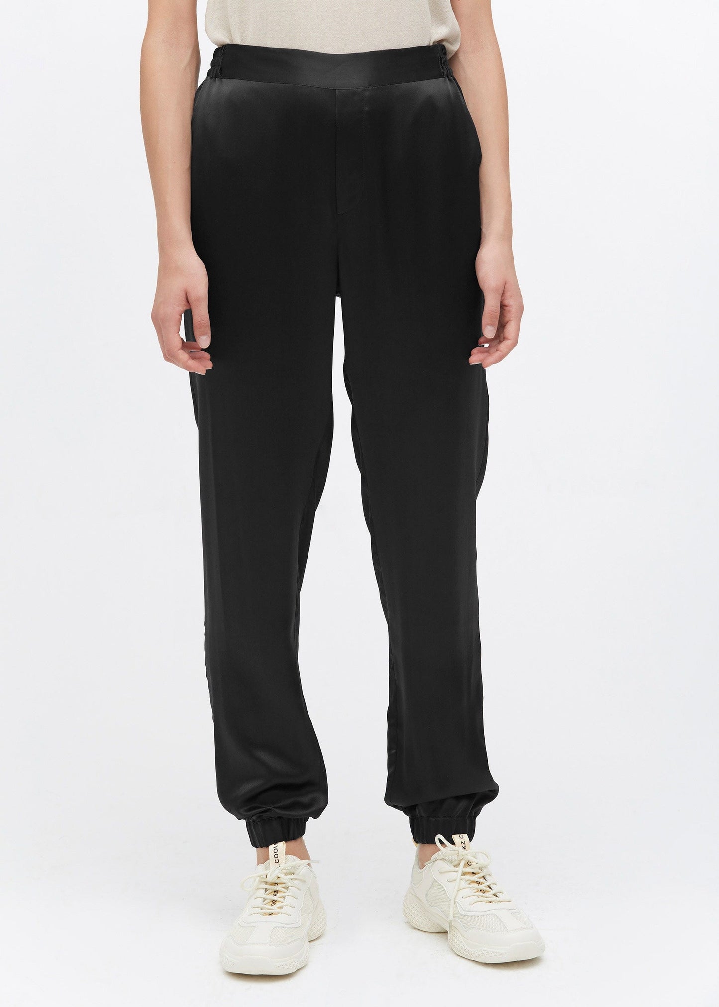 Elastic Hem Casual Silk Pants