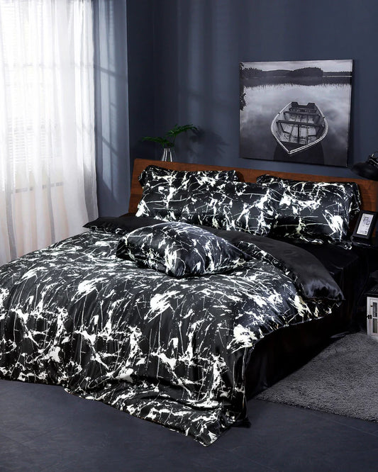 19 Momme Marbling Print Silk Duvet Cover