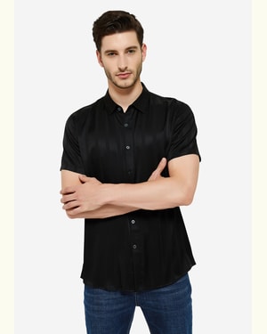 Jacquard Striped Silk Shirt For Men