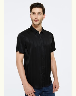 Jacquard Striped Silk Shirt For Men