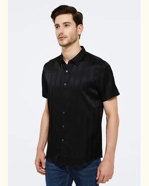 Jacquard Striped Silk Shirt For Men