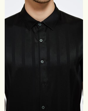 Jacquard Striped Silk Shirt For Men