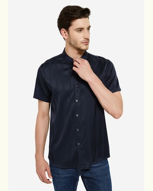 Jacquard Striped Silk Shirt For Men