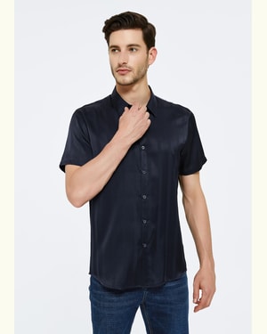 Jacquard Striped Silk Shirt For Men