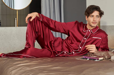 22 Momme Unique Silk Pajamas Set with Double Row Pipping