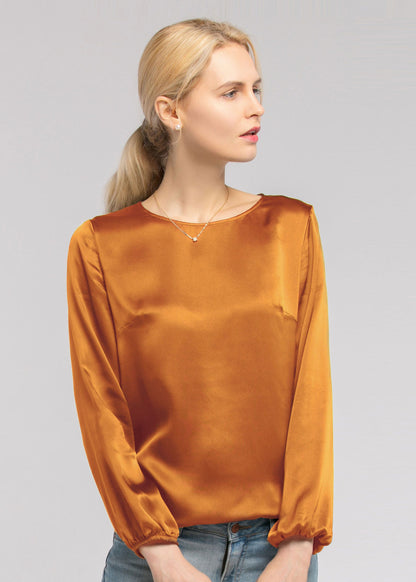 Round Neck  Silk Blouse