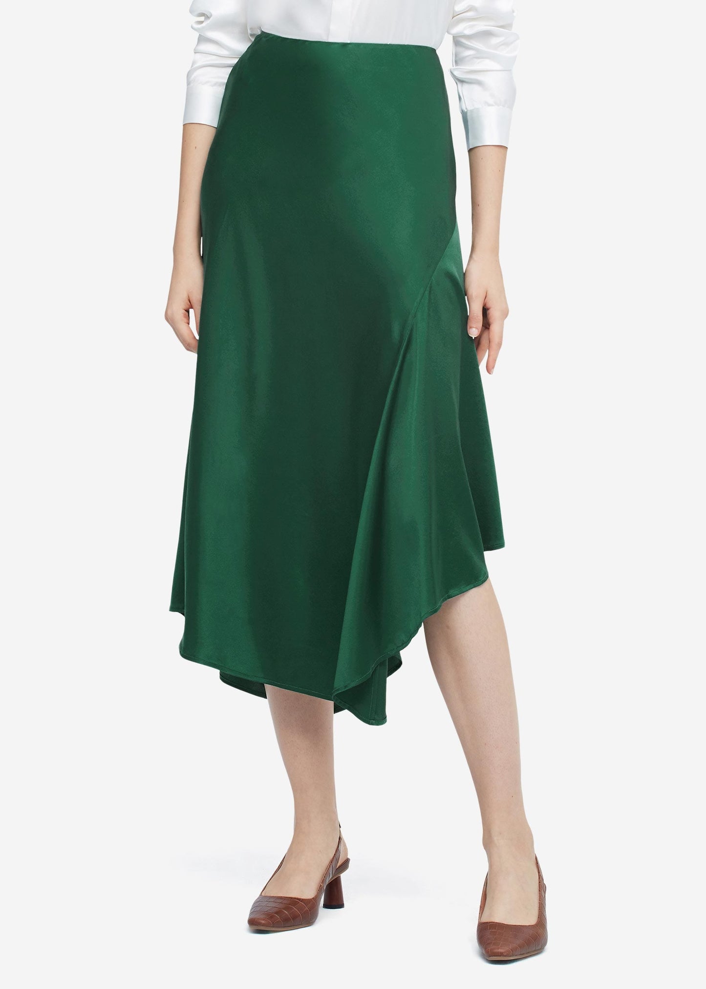 Flattering Silk Skirt With Asymmetric Hem