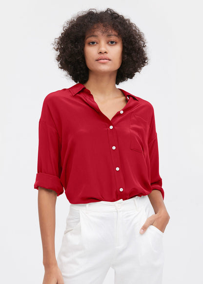 Drop Shoulders Oversize Silk Shirt