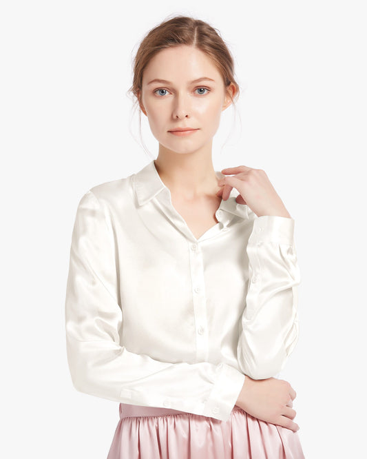 Basic Military Silk Shirt Ivory MNatural White