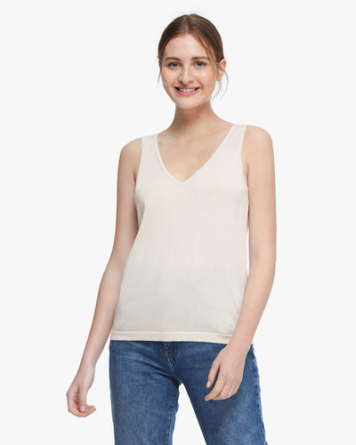 Blend Knitted Silk Camisole Top Natural White LILYSILK Factory
