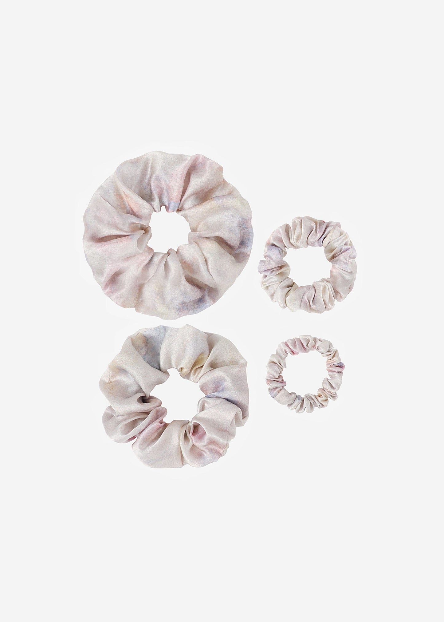 4 Pack Tie dye Silk Scrunchies Set