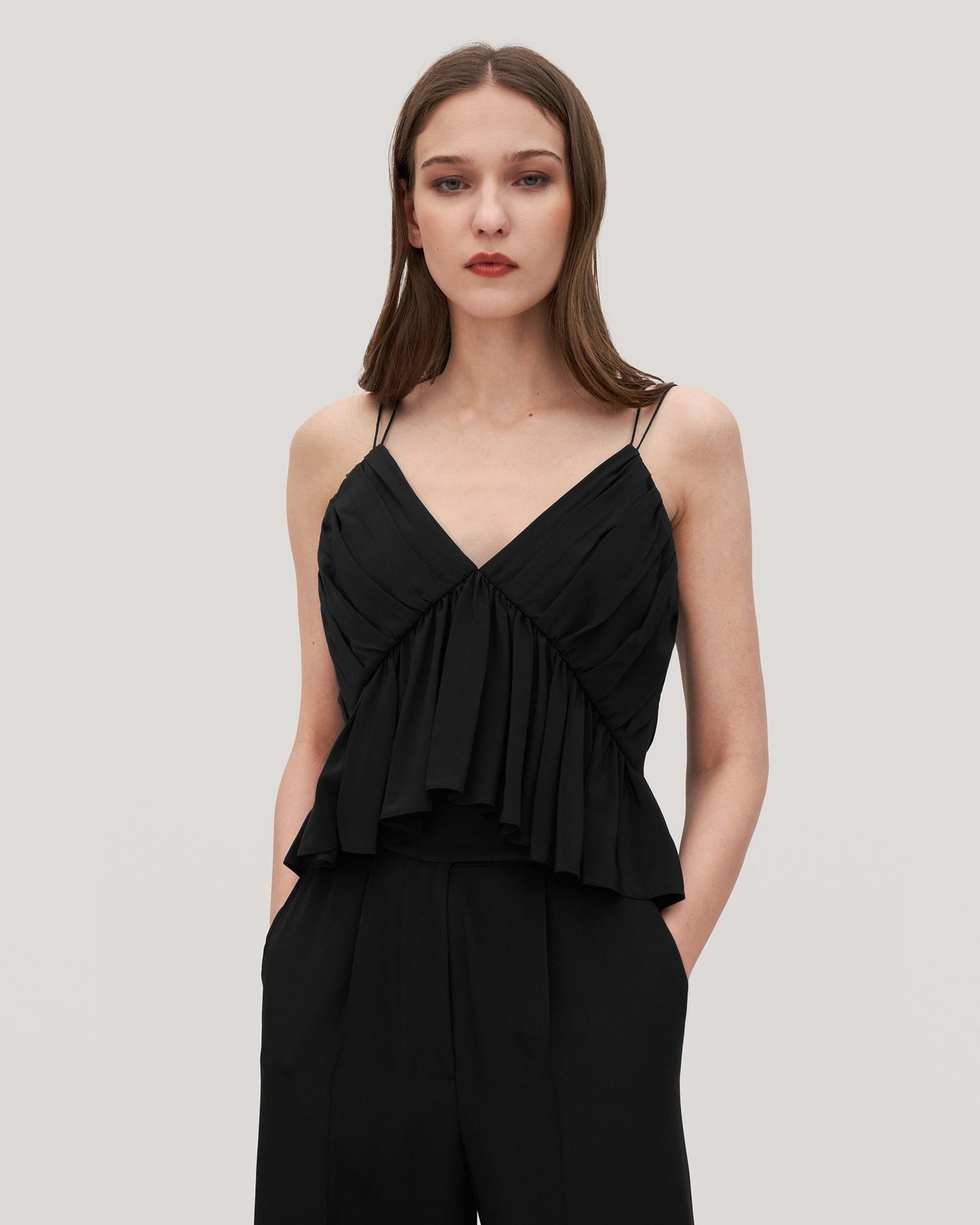 Versatile Pleated Silk Magnolia Camisole