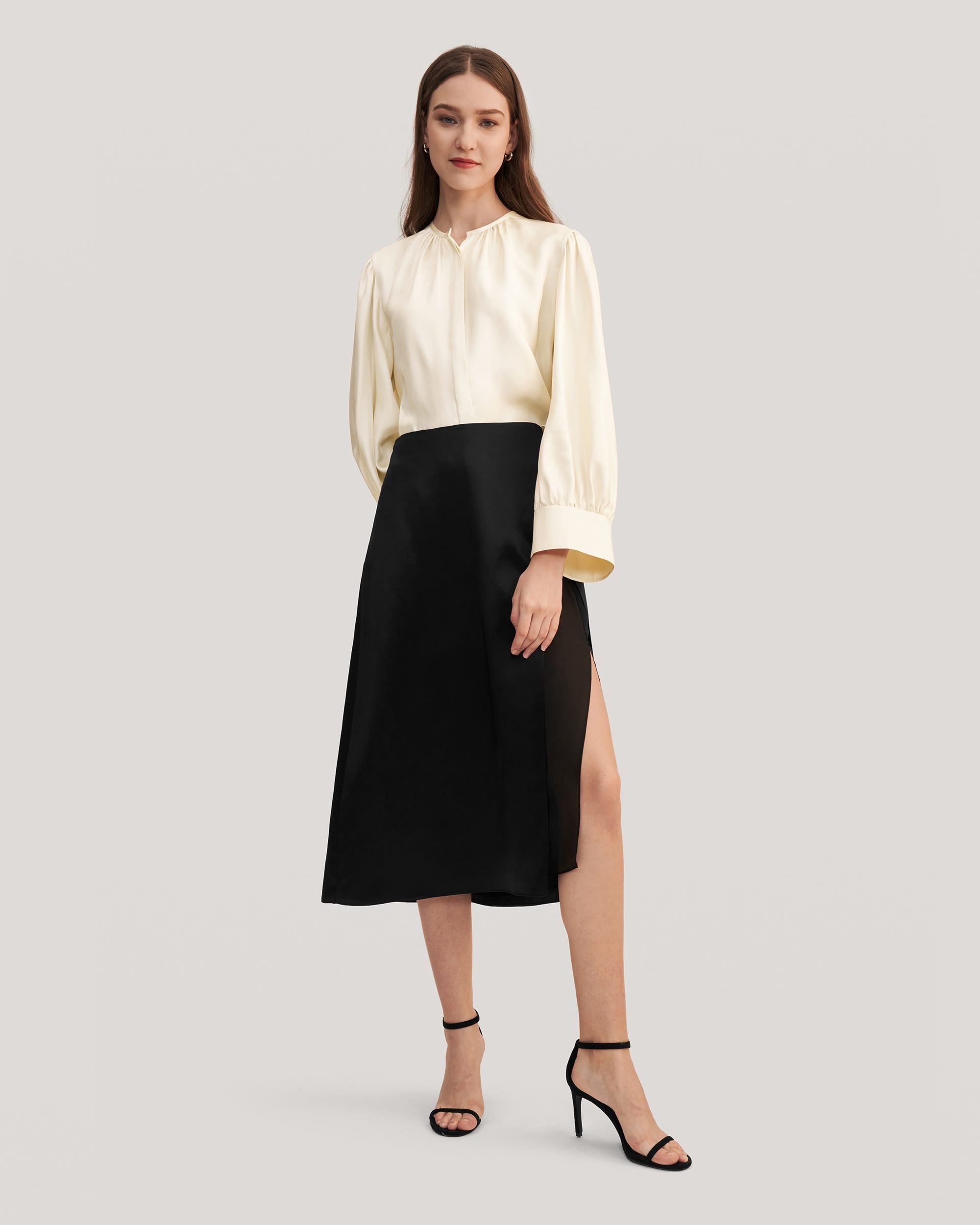 Prunus Split Midi Skirt – LILYSILK Official Outlet Store