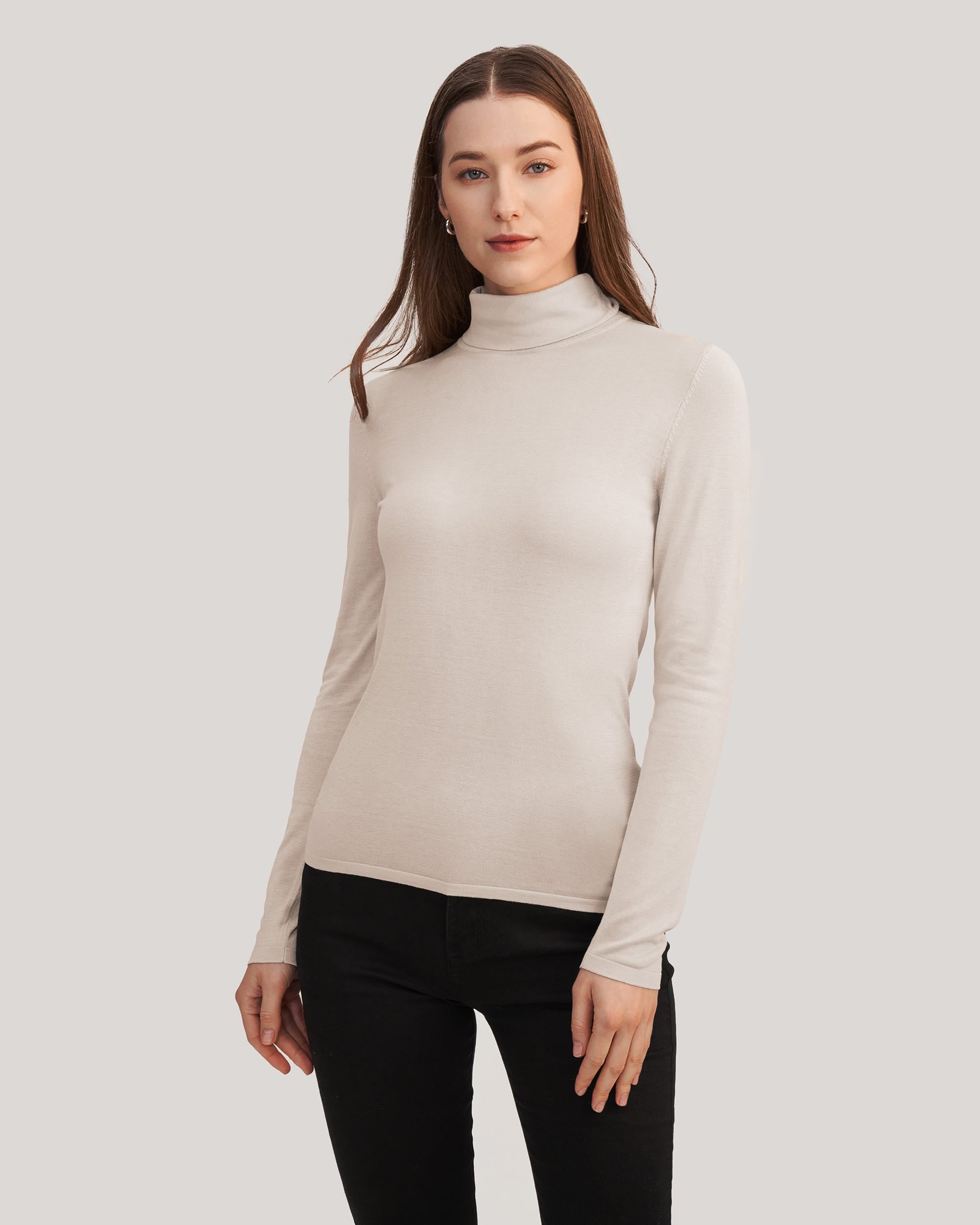 Elegant Turtle Neck Silk Knitted Tee – LILYSILK Official Outlet Store