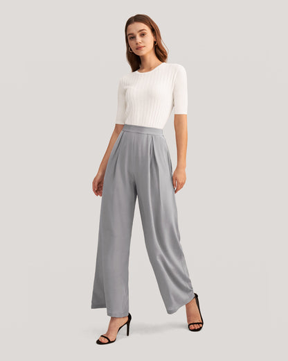 Smooth Silk Wide Leg Cropped Pants