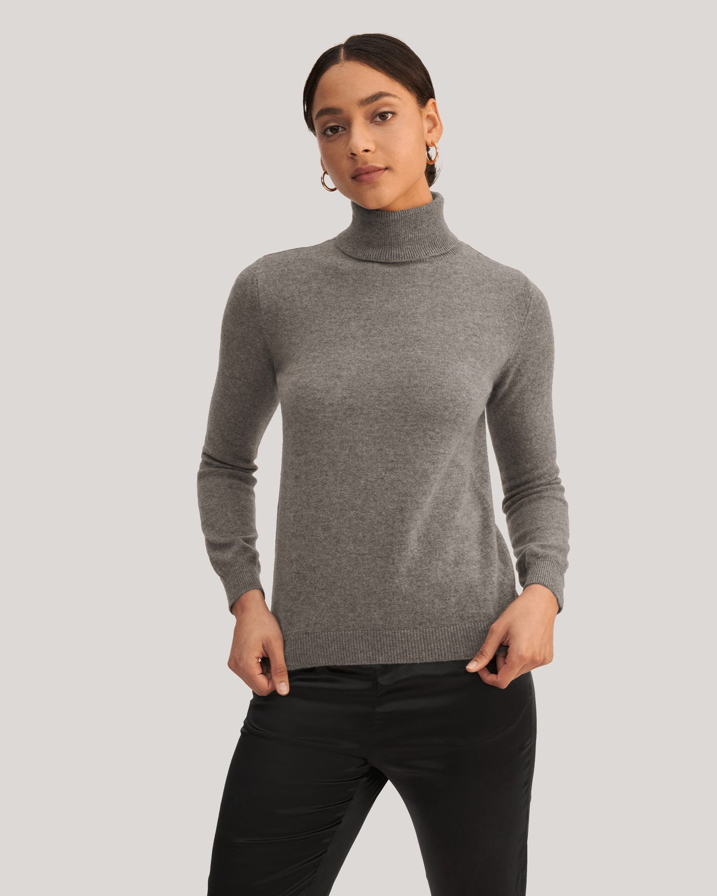 Pure Cashmere Turtleneck Sweater Marle Grey
