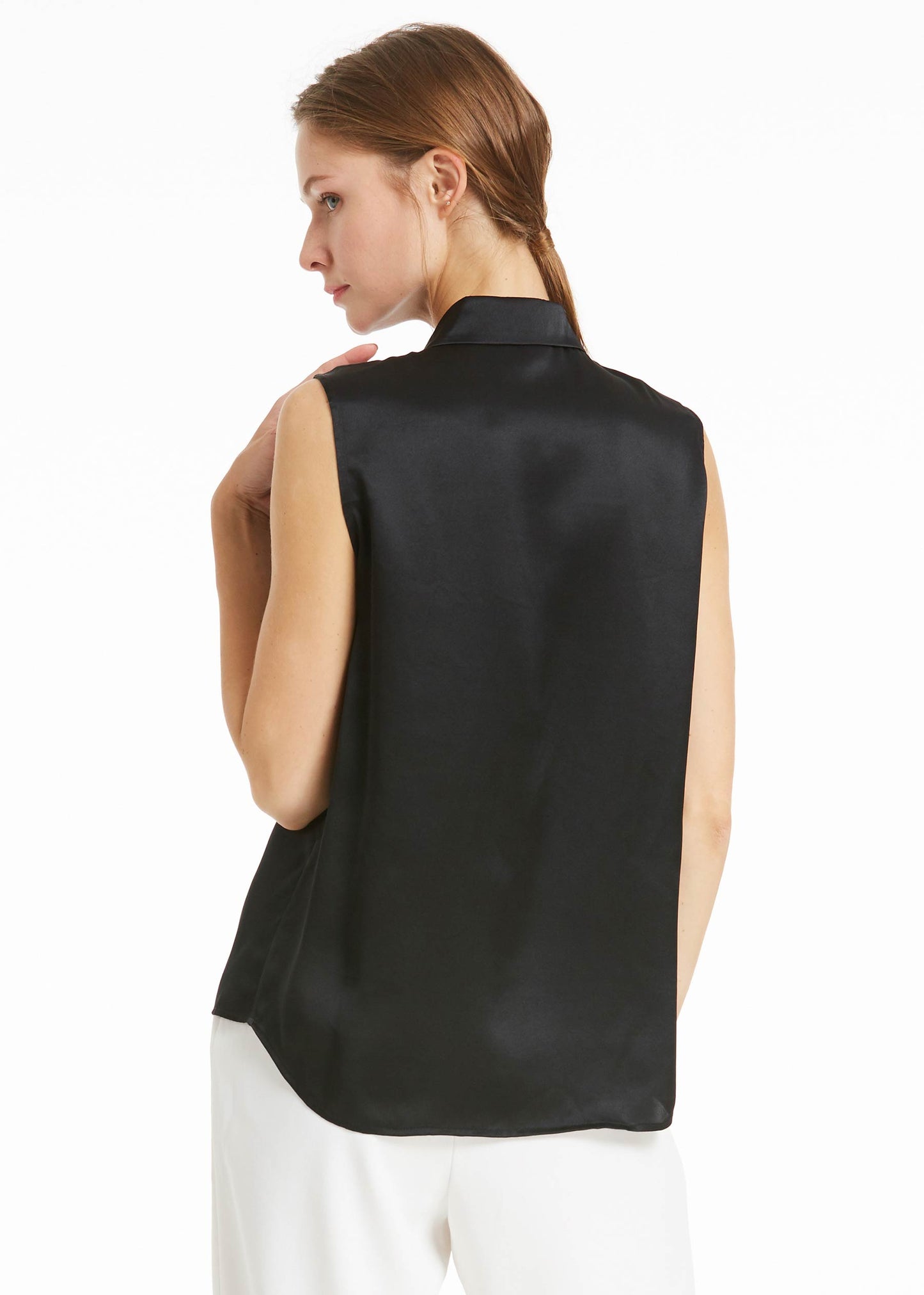 Office Basic Silk Vest Top Black