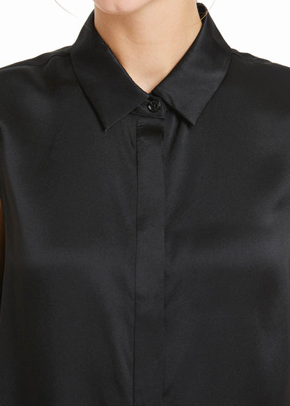 Office Basic Silk Vest Top Black