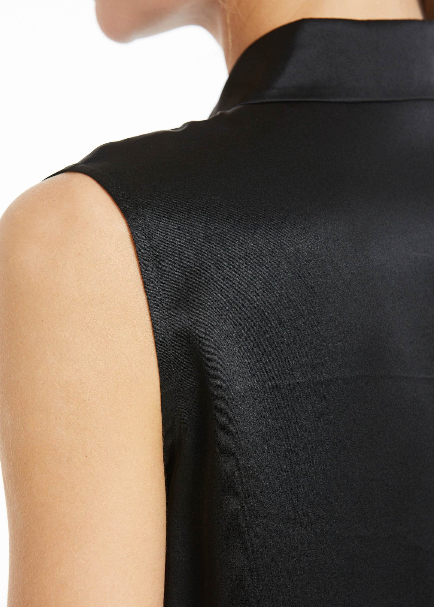 Office Basic Silk Vest Top Black