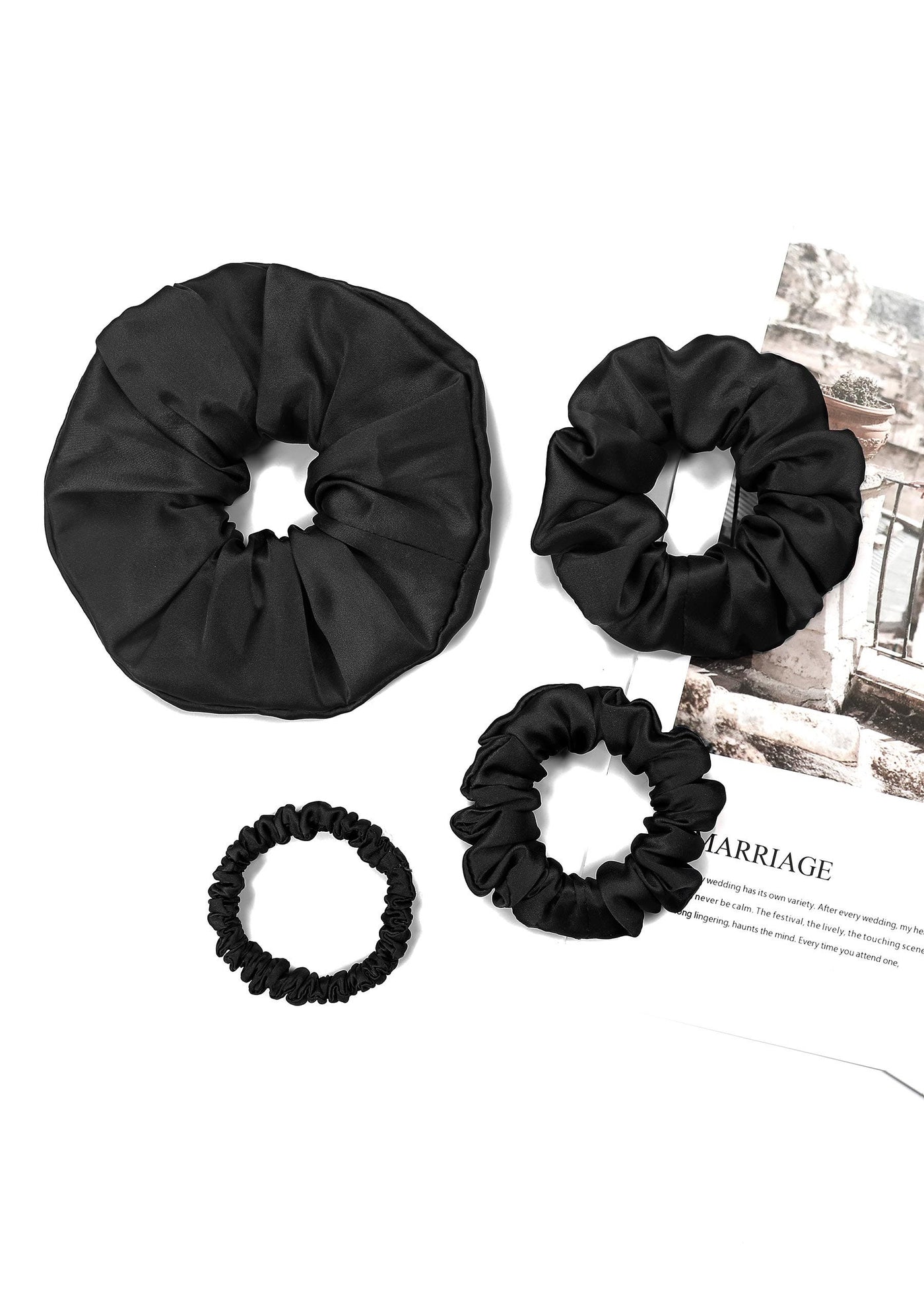 4 Pack Different Silk Hair Scrunchies Set
