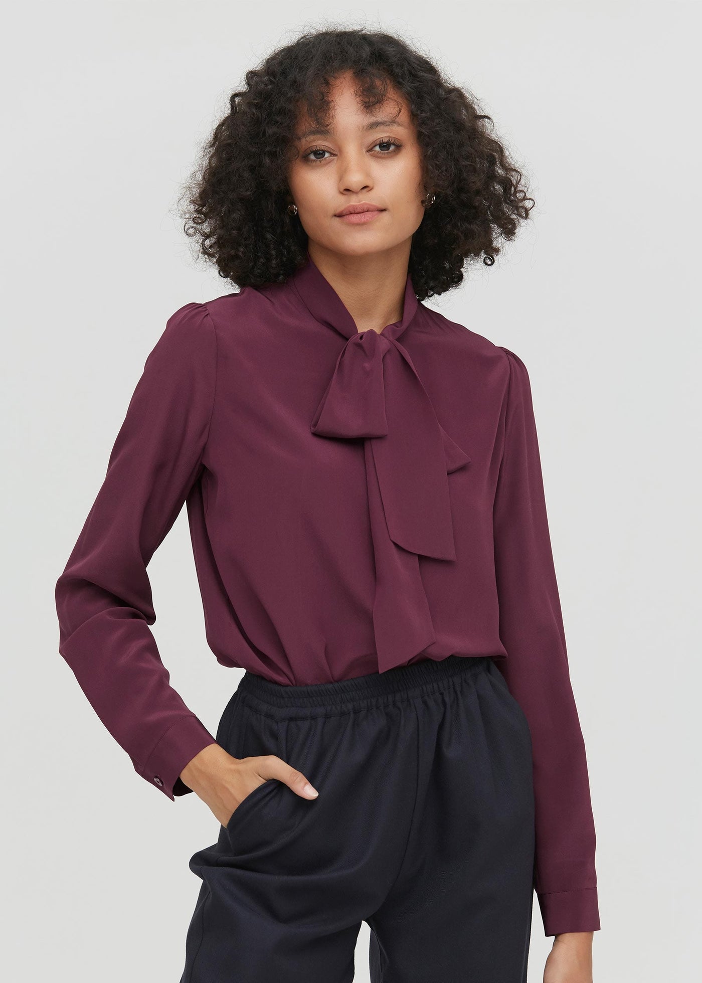 Classic Bow Tie Silk Blouse