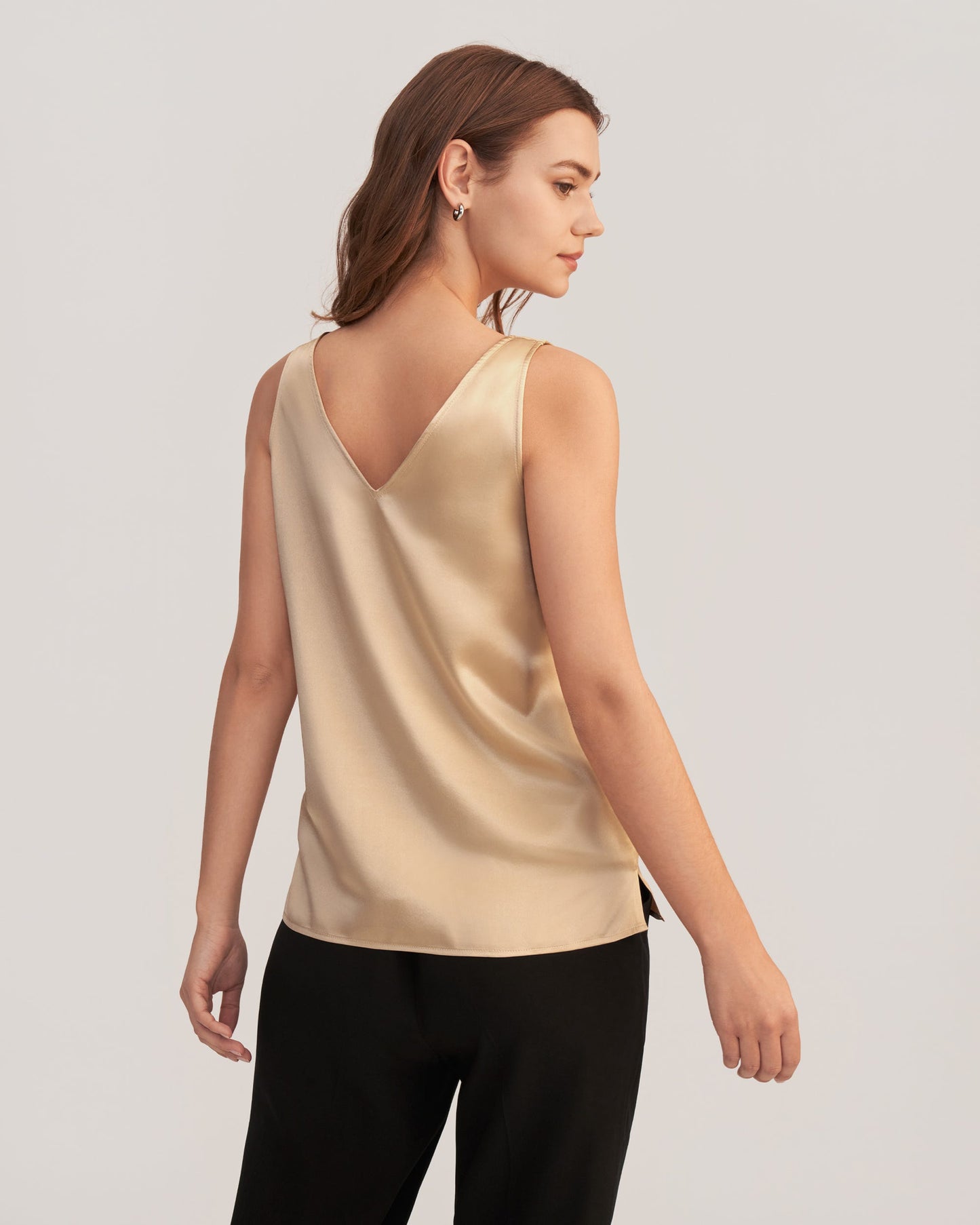 V-Neck Sleeveless Silk Tank Top