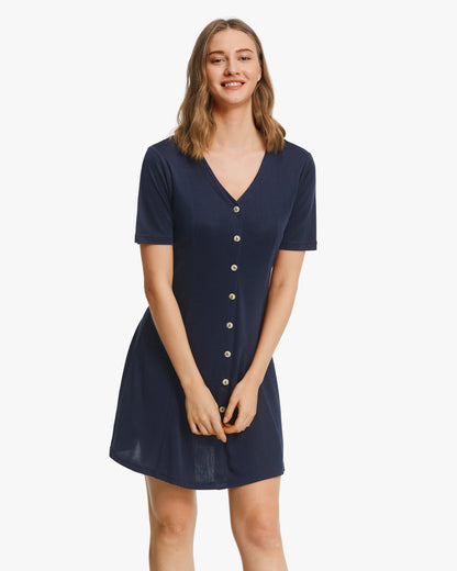 Floaty Silk Knitted Skater Dress Navy Blue LILYSILK Factory