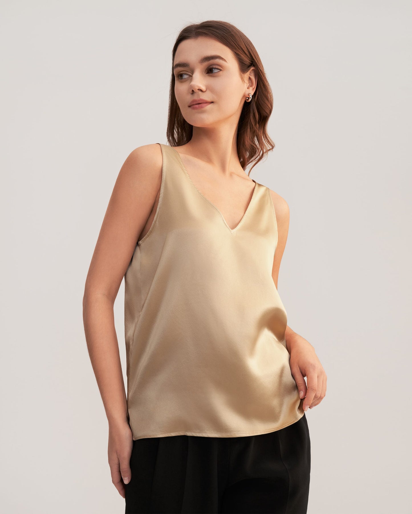 V-Neck Sleeveless Silk Tank Top