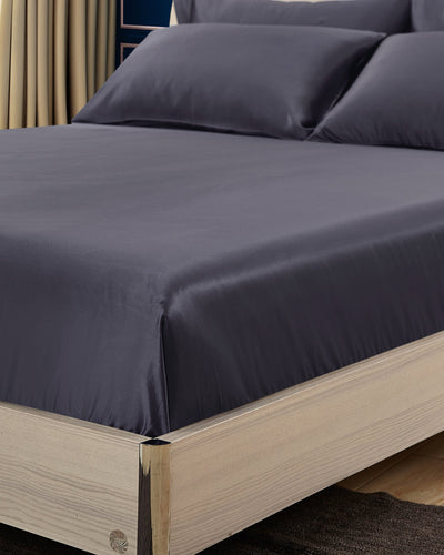 22 Momme Seamless Silk Fitted Sheet 40cm Charcoal Purple LILYSILK Factory