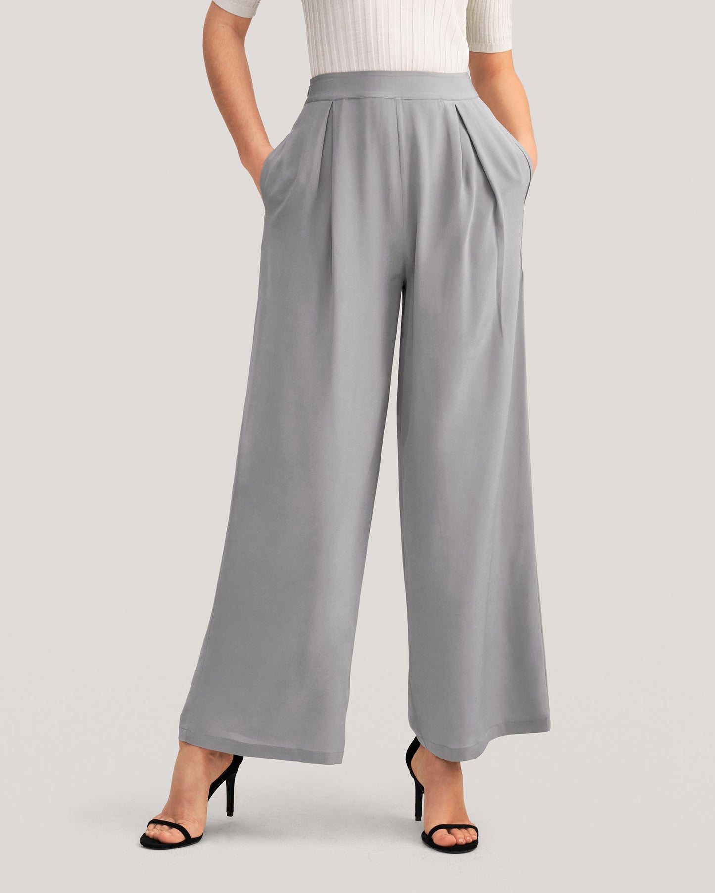 Smooth Silk Wide Leg Cropped Pants