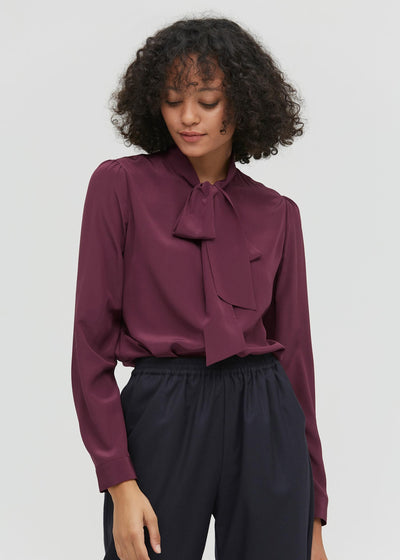 Classic Bow Tie Silk Blouse