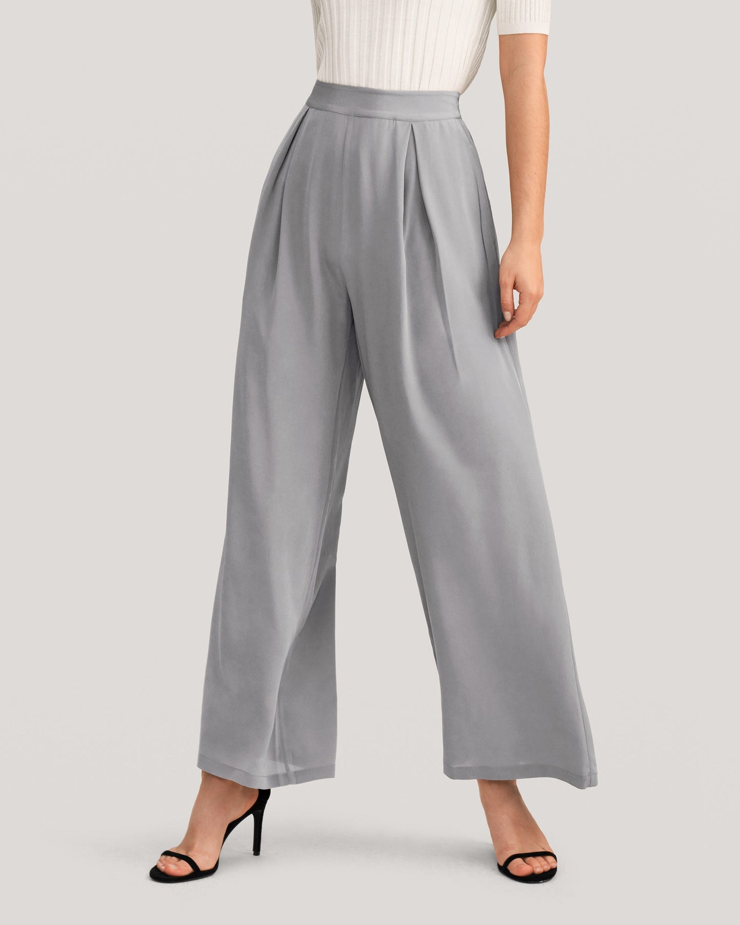 Smooth Silk Wide Leg Cropped Pants