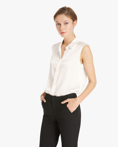 Office Basic Silk Vest Top Natural White LILYSILK Factory