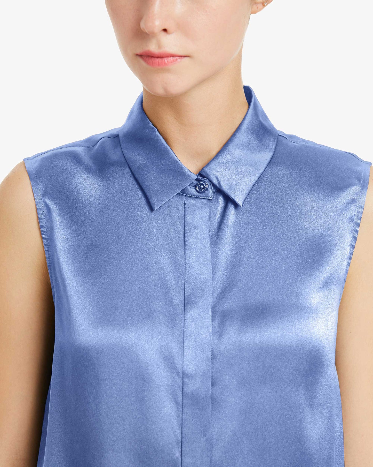 Office Basic Silk Vest Top French Blue