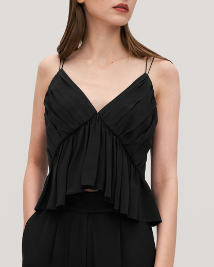 Versatile Pleated Silk Magnolia Camisole