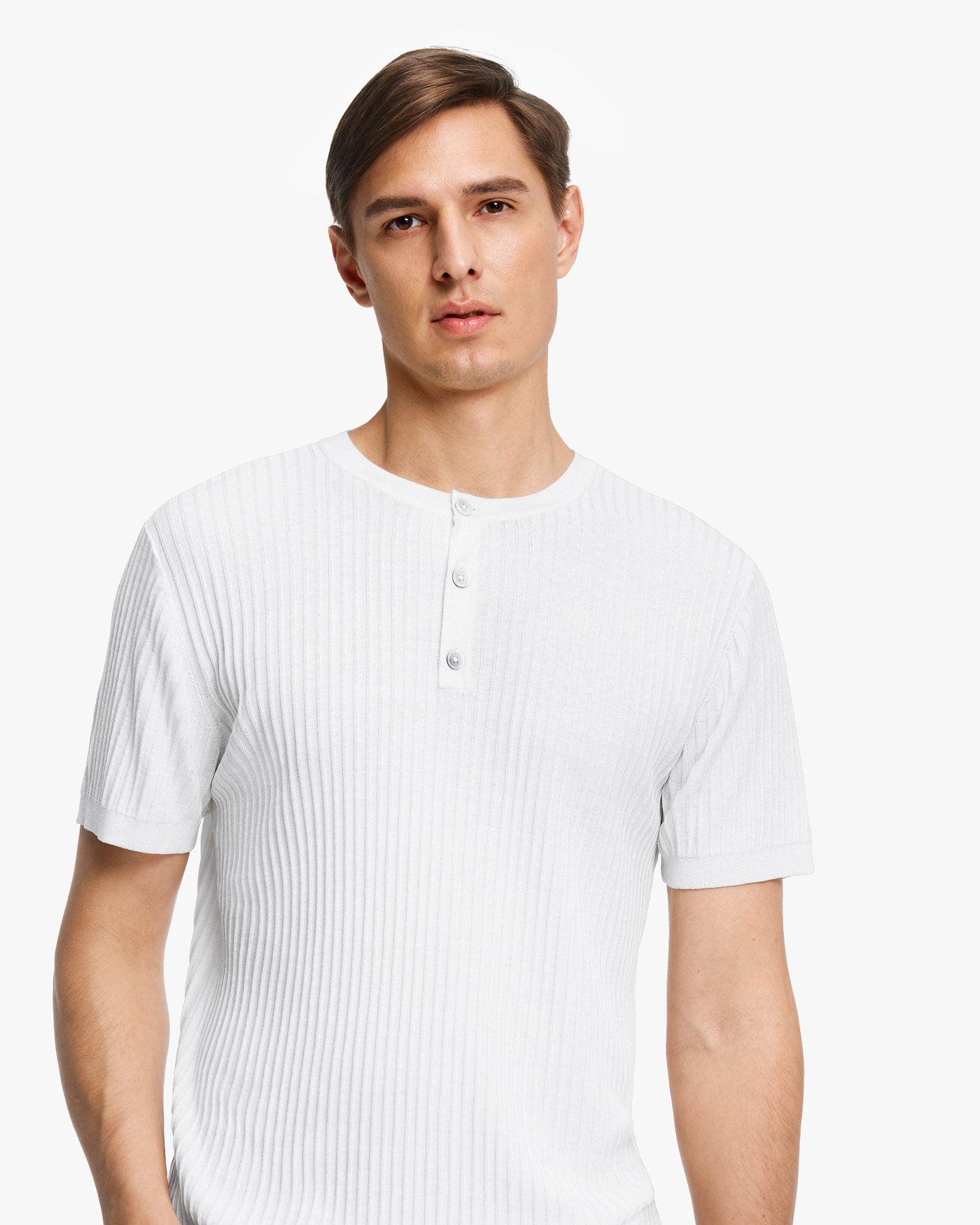 Jacquard Silk Knit Men T shirt Natural White LILYSILK Factory