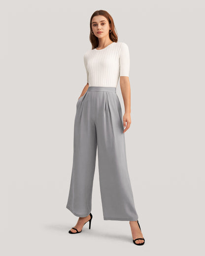 Smooth Silk Wide Leg Cropped Pants