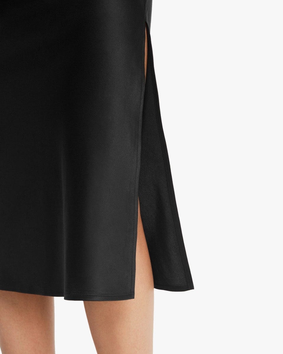Flattering Side Slit Silk Midi Skirt