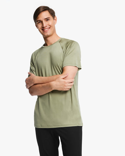 Simple Silk Knit Men T shirt Gray Green LILYSILK Factory