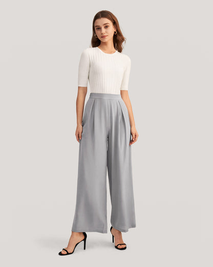 Smooth Silk Wide Leg Cropped Pants