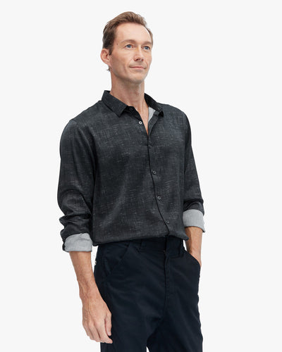 Special Pattern Printed Premium Silk Men Shirt M Gray LILYSILK Factory