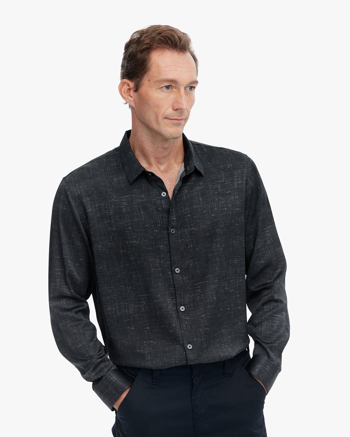 Special Pattern Printed Premium Silk Men Shirt M Gray LILYSILK Factory