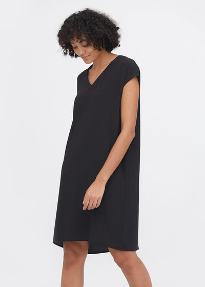 Casual Above Knee Shift Silk Dress Black LILYSILK Factory