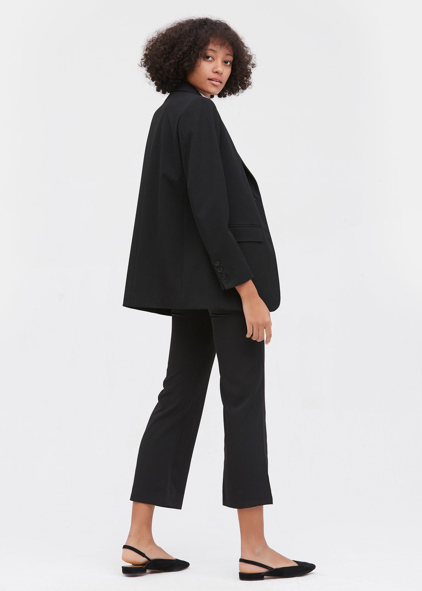 Basic Long Sleeve Silk Liner Blazer Black