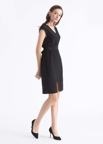 Basic Silk LBD Wearable Front and Back Black LILYSILK Factory