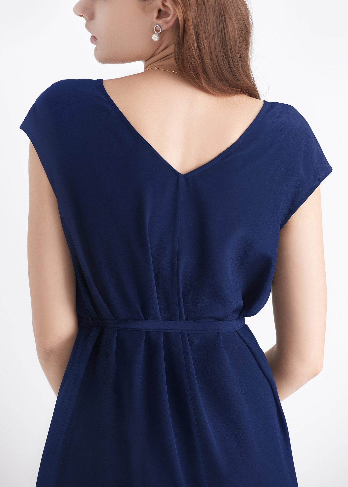 Basic Silk LBD Wearable Front and Back Dark blue LILYSILK Factory
