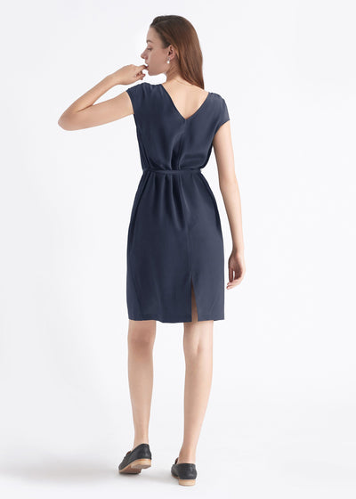 Basic Silk LBD Wearable Front and Back Navy Blue LILYSILK Factory