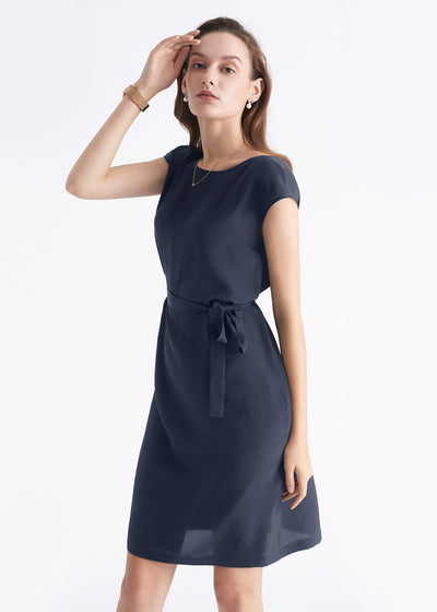 Basic Silk LBD Wearable Front and Back Navy Blue LILYSILK Factory