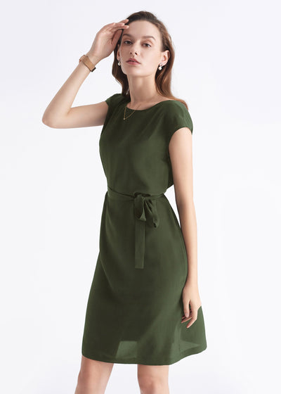 Basic Silk LBD Wearable Front and Back Olive Green LILYSILK Factory